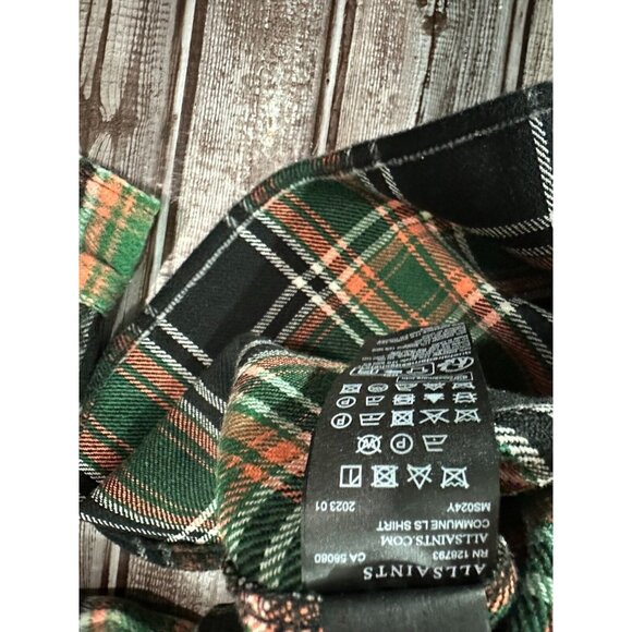 AllSaints Patchi Flannel Plaid shirt color green black size 2XL NWT $ 249 - Picture 5 of 6